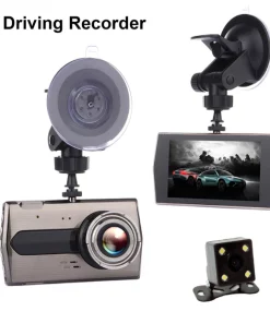 1 Set Car Dashcam G-sensor Dual Cameras Night Vision 4-Inch 1080P Rearview Reversing Camera for Cars - Silver