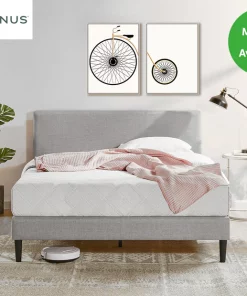 Zinus Light Grey Fabric Bed Frame