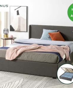 Zinus Dark Grey Gas Lift Storage Bed Frame