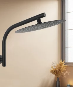 12" Shower head Stainless steel Round Black Gooseneck Shower arm
