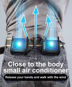 1 Set 6000mAh Hands Free Waist Fan Quiet 3 Speeds Strong Wind Emergency Power Bank USB Charging Mini Fan for Outdoor Running - Black