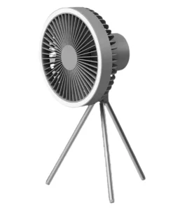 10000mAh Tripod Fan Battery Operated Rechargeable 3-speed Ring Night Light Desk Fan for Camping - Grey
