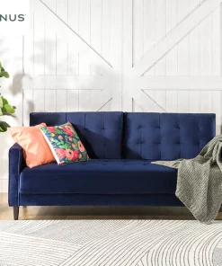 Zinus Benton Mid-Century Velvet 3-Seat Sofa - Navy