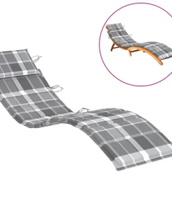 (Grey check pattern)Sun Lounger Cushion Patio Day Bed Garden Outdoor Sunbed Daybed Pad