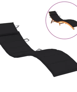 (Black)Sun Lounger Cushion Patio Day Bed Garden Outdoor Sunbed Daybed Pad