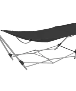 （Black）Hammock with Foldable Stand Portable Camping Swing Chair Multi