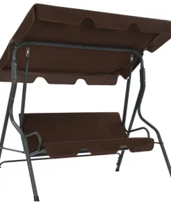 （Coffee）Patio Garden Swing Bench Cream Canopy Hammock Garden Seat Multi