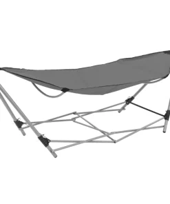 （Grey）Hammock with Foldable Stand Portable Camping Swing Chair Multi