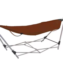 （Brown）Hammock with Foldable Stand Portable Camping Swing Chair Multi