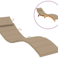 (Beige)Sun Lounger Cushion Patio Day Bed Garden Outdoor Sunbed Daybed Pad