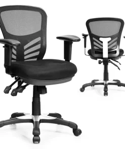 Giantex Ergonomic Mesh Office Chair Mid-Back Executive Swivel Computer Desk Chair w/ Adjustable Armrests,Black