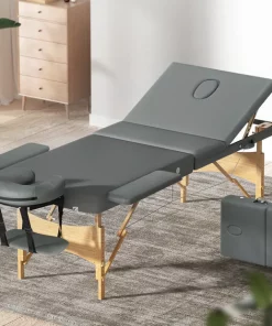 Zenses Massage Table Wooden Bed Portable 3 Fold 75CM Grey
