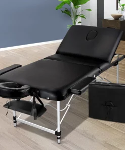 Zenses 75cm Portable 3 Fold Aluminium Massage Table Therapy Beauty Waxing Bed