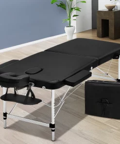 Zenses 75cm Portable Aluminium Massage Table 2 Fold Black Treatment Beauty