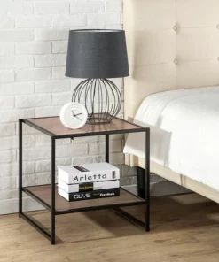 Zinus Metal & Wood Bedside Table Set