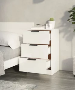 2 Pcs White Bedside Table Nightstand Cabinet Bedroom Side Lamp Tables Storage