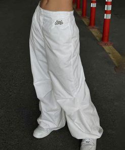 Embroidery Print Loose Cargo Pants