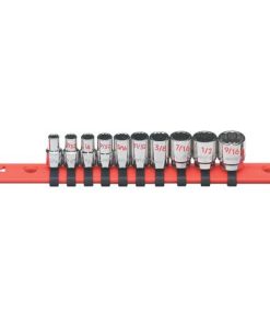 10 PIECE 1/4" DRIVE SAE 12 POINT CHROME SOCKET SET