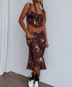 ZERAH CROP TOP FLORAL BROWN