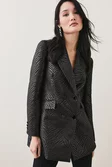 Zebra Jacquard Tailored Double Breasted Jacket