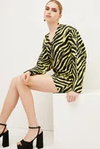 Zebra Printed Strong Shoulder Mini Dress