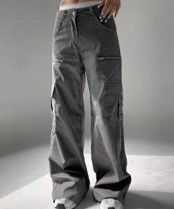 Zipper Pocket High Waist Cargo Pants