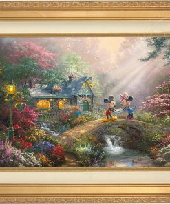 *RARE* Disney Mickey and Minnie Sweetheart Bridge Framed Standard Numbered Canvas Antique Gold 18" x 24" #40/175